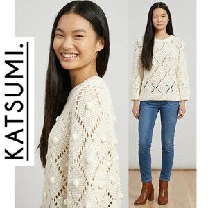 (3 for $30) KATSUMI, Ivory open knit 3/4 sleeve sweater